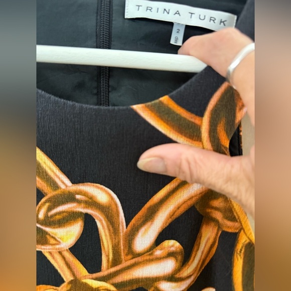 Trina Turk “Aptos” Chain Print Black and Brown Dress - Picture 13 of 15